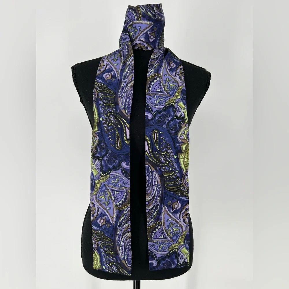 TALBOTS PAISLEY SILK‎ PURPLE AND LIME FASHION SCARF